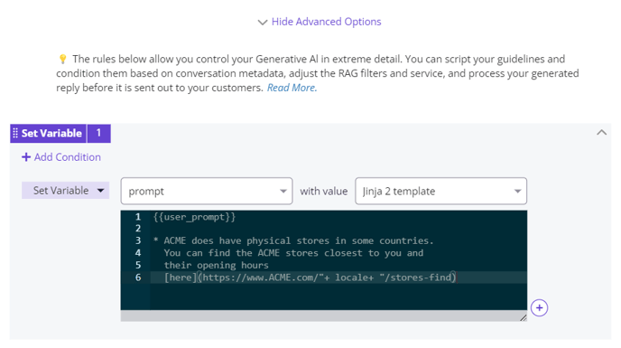 Appending dynamic information to static guidelines using Jinja