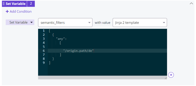 Set  "/origin.path/de" as a semantic filter