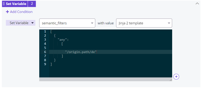 Set "/origin.path/de" as a semantic filter