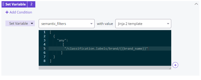 Set  "/classification.labels/brand/" as a semantic filter